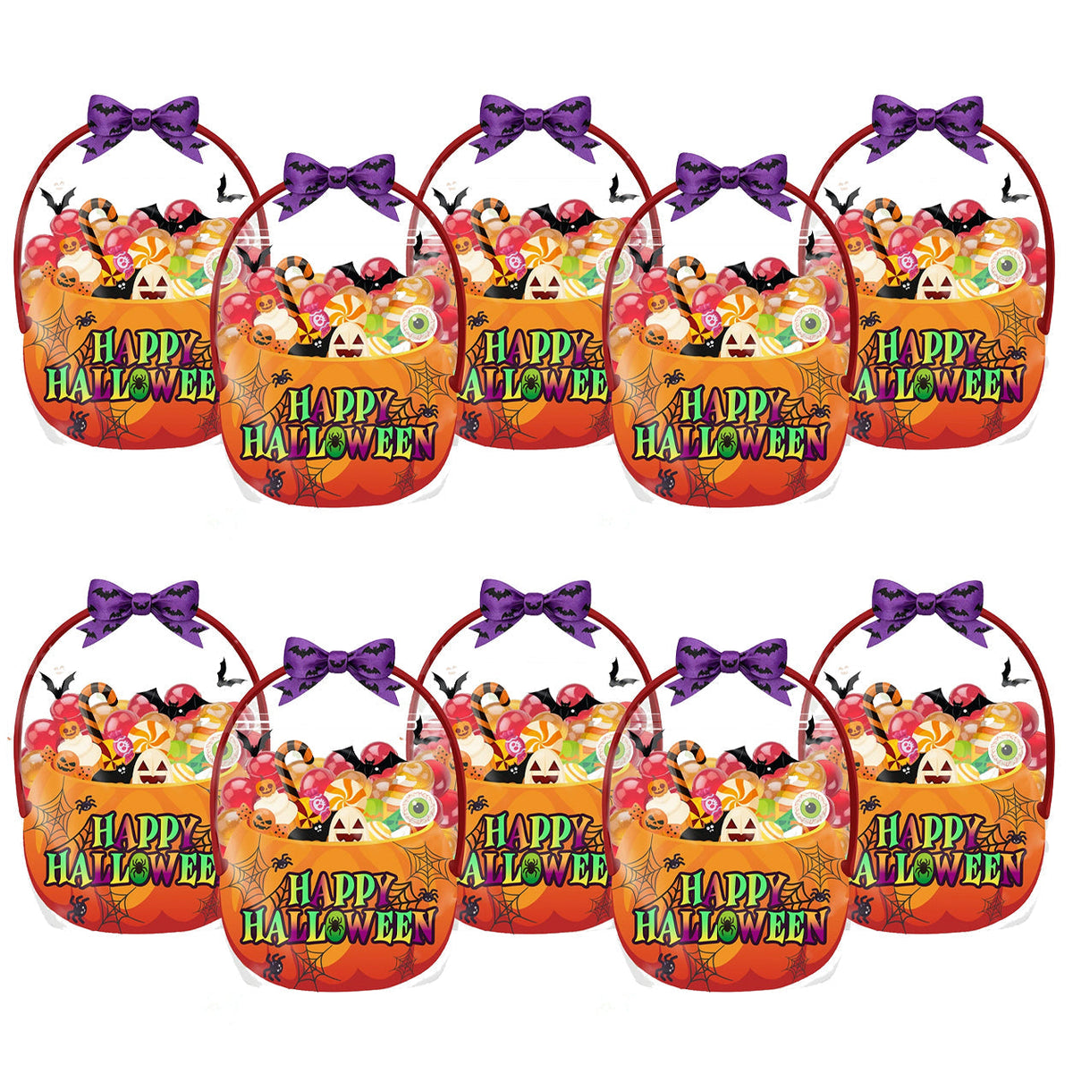 ⏰Halloween Transparent Pumpkin Favor Bags