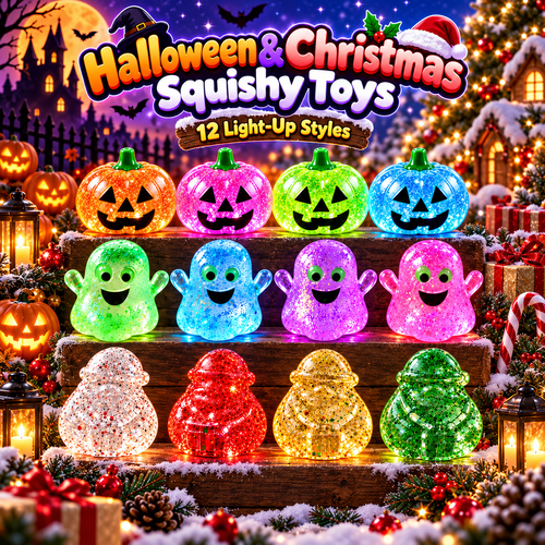 🎃👻🎅 Holiday Character Squishy Toys – Pumpkin, Ghost & Santa ✨