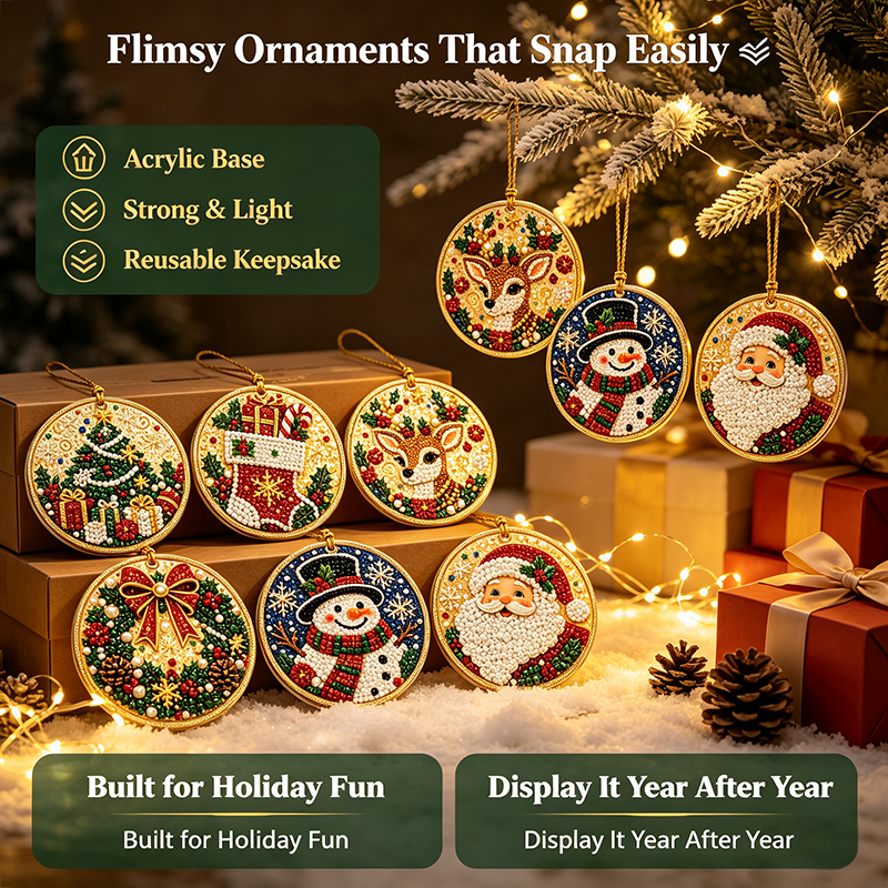 🎄✨6Pcs Christmas DIY Diamond Painting Ornaments Kit, Xmas Tree Hanging Pendant