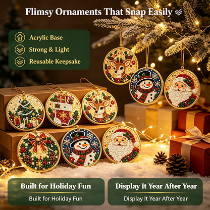 🎄✨6Pcs Christmas DIY Diamond Painting Ornaments Kit, Xmas Tree Hanging Pendant