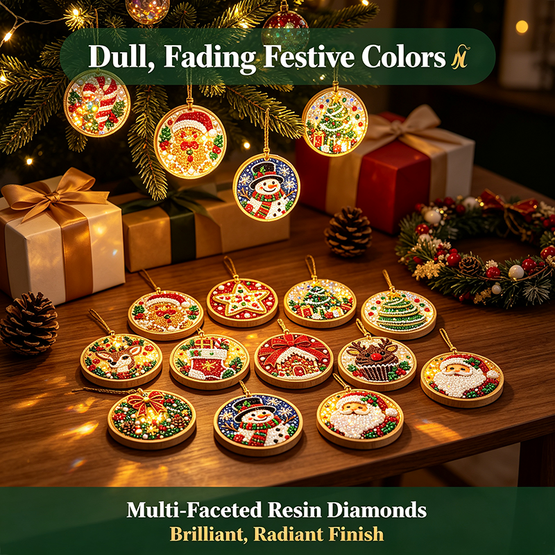 🎄✨6Pcs Christmas DIY Diamond Painting Ornaments Kit, Xmas Tree Hanging Pendant