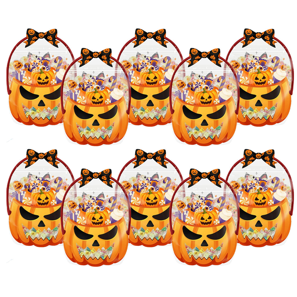 ⏰Halloween Transparent Pumpkin Favor Bags