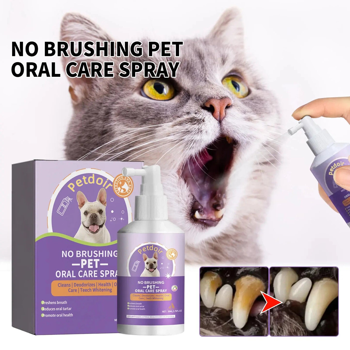 Petdoir™ 🍃No-Brushing Oral Care Spray for Dogs & Cats