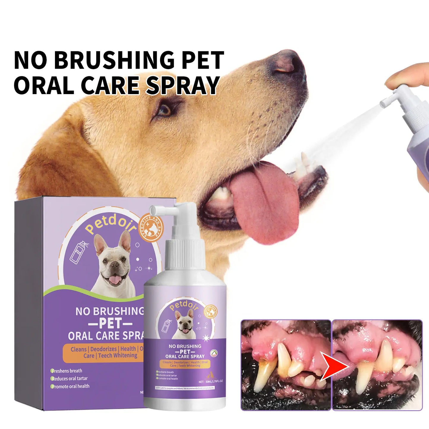 Petdoir™ 🍃No-Brushing Oral Care Spray for Dogs & Cats