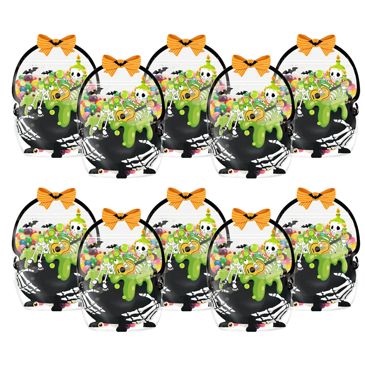 ⏰Halloween Transparent Pumpkin Favor Bags