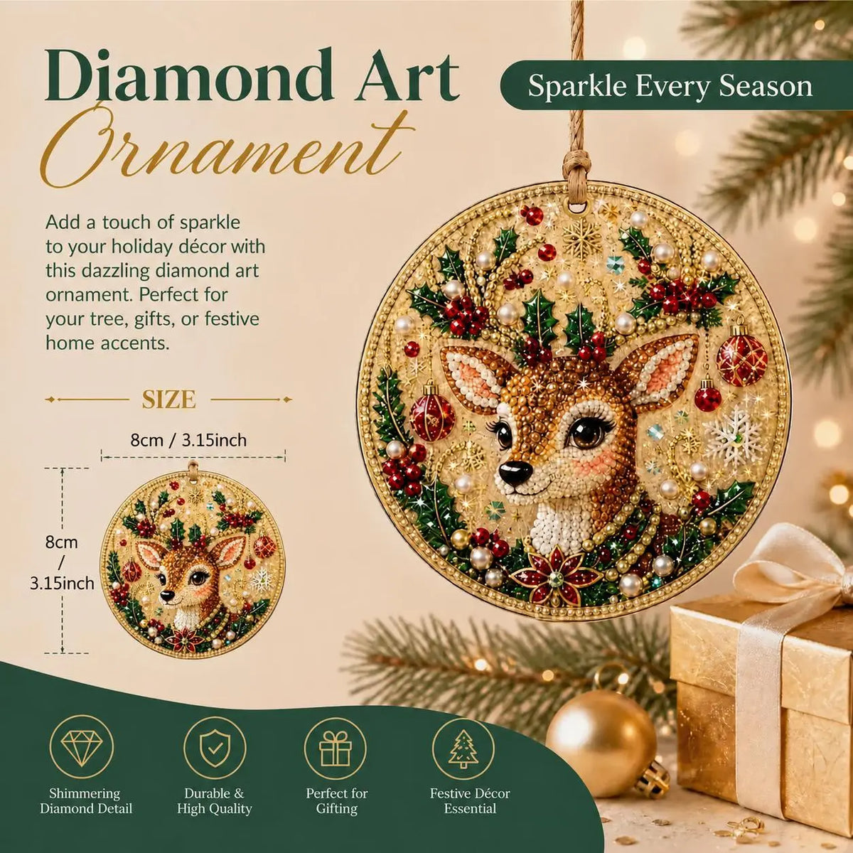 🎄✨6Pcs Christmas DIY Diamond Painting Ornaments Kit, Xmas Tree Hanging Pendant
