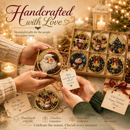 🎄✨6Pcs Christmas DIY Diamond Painting Ornaments Kit, Xmas Tree Hanging Pendant