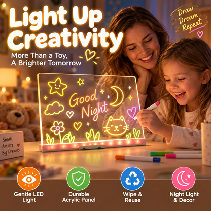 🎨 Erasable Acrylic Drawing Board for Kids – LED Light-Up Creative Art Toy 🎁