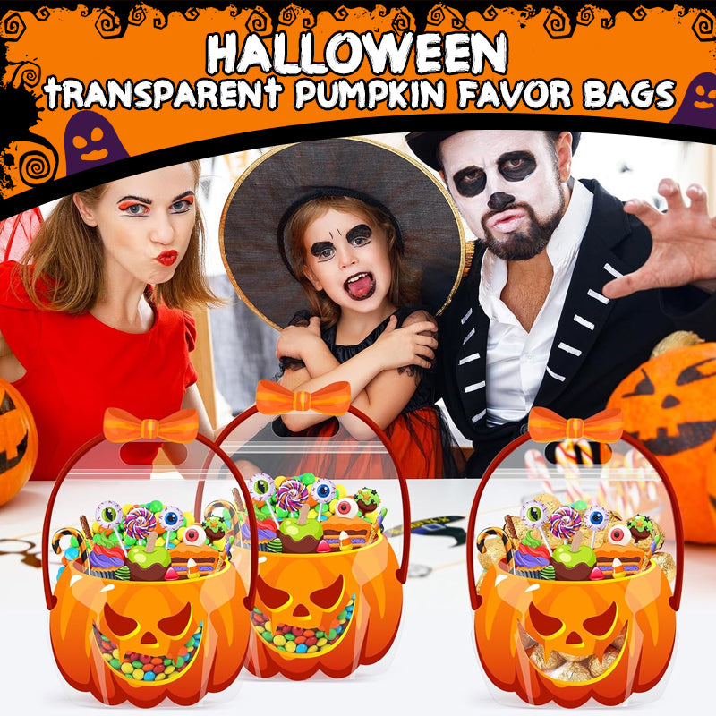 ⏰Halloween Transparent Pumpkin Favor Bags