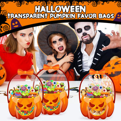 ⏰Halloween Transparent Pumpkin Favor Bags